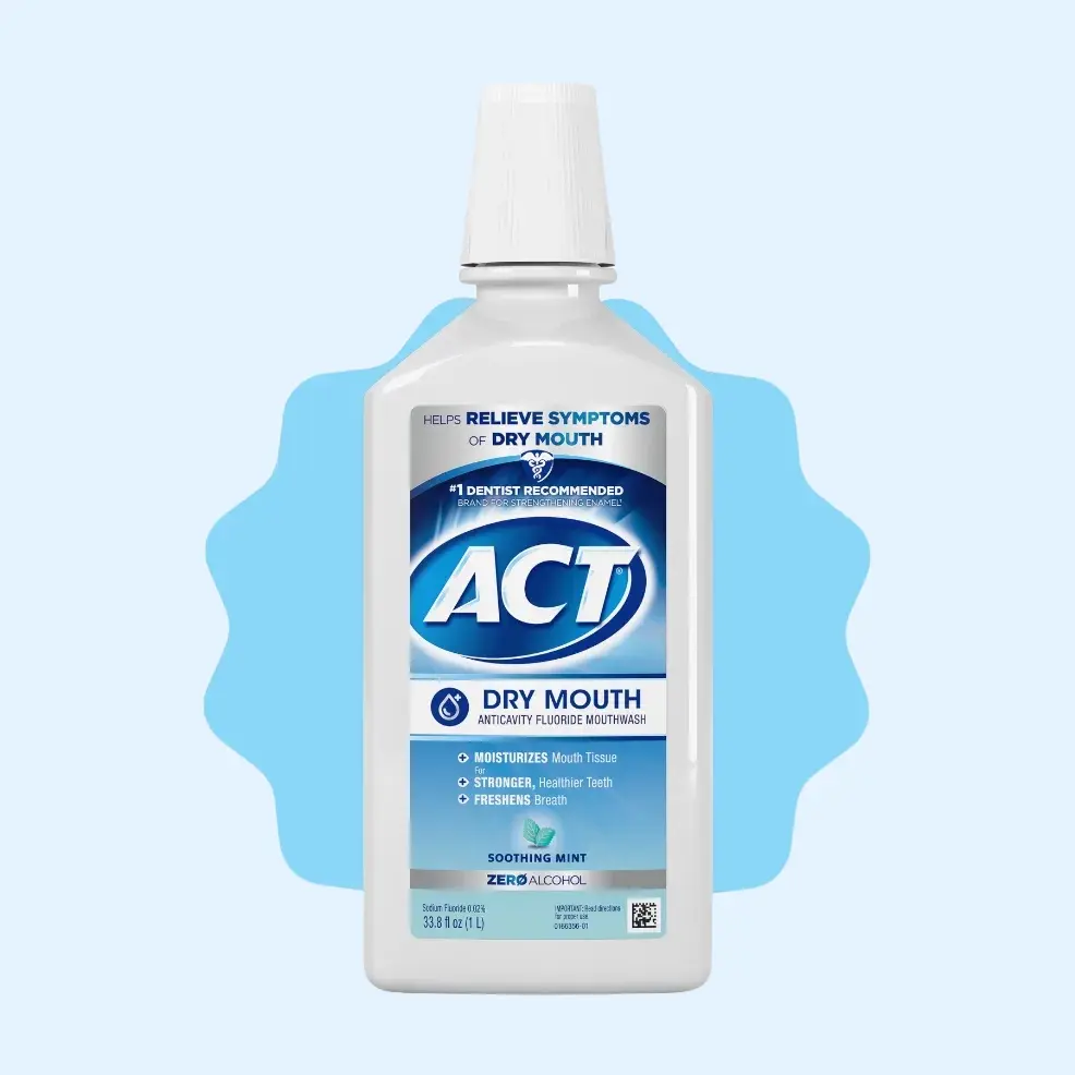 Front of ACT® Dry Mouth Mouthwash bottle