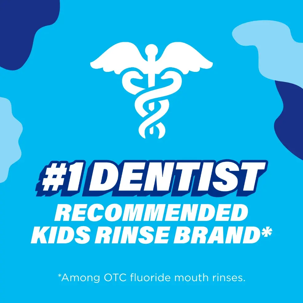 Packaging of ACT® Kids Pure Protect Mouthwash bottle and benefit statements.